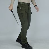 Men's Tactical Pants Water Resistant Flex Ripstop Cargo Lightweight Hiking-BLACK