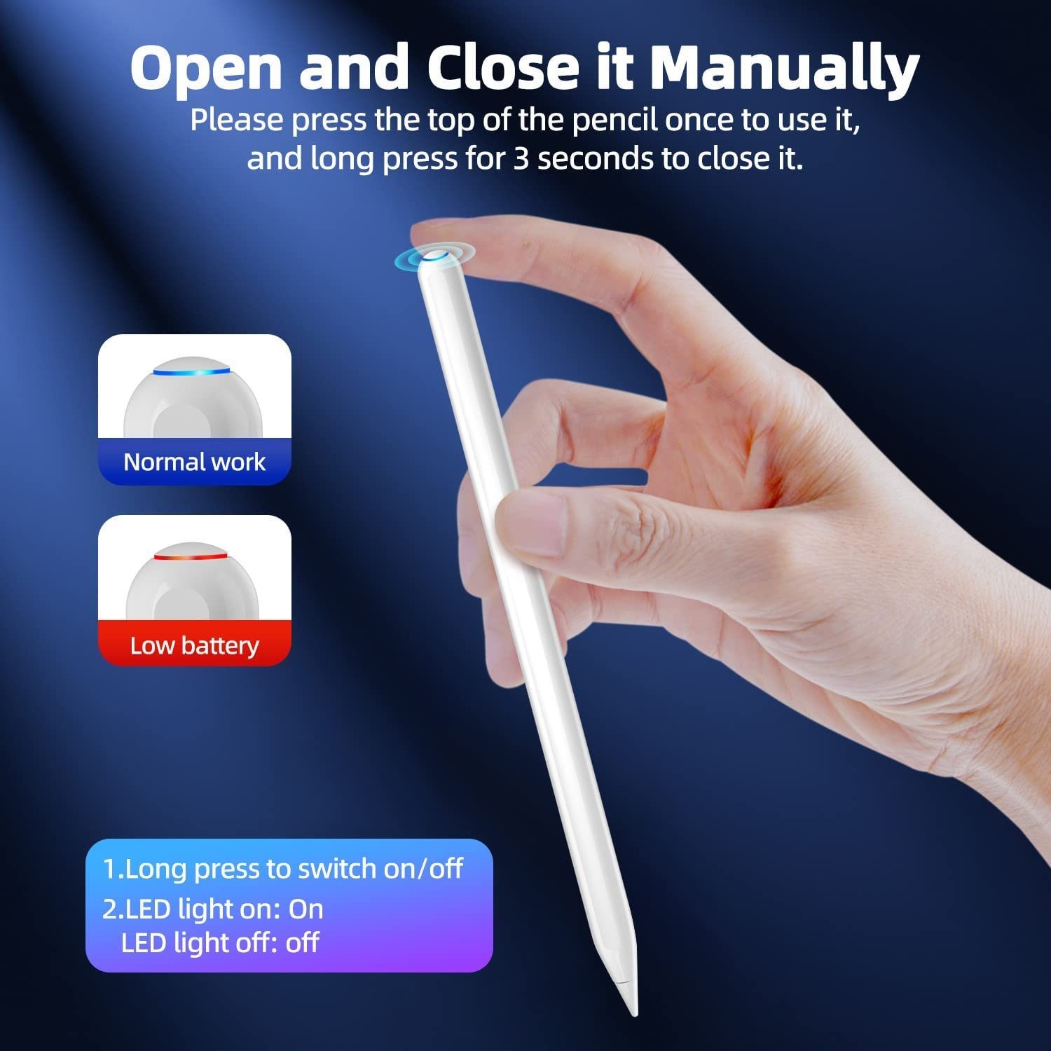 Stylus Pen For iPad With Wireless Charging Palm Rejection Bluetooth
