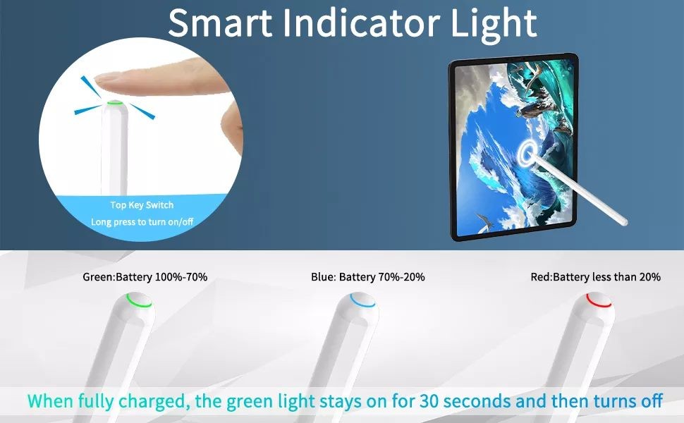 Stylus Pen For iPad With Wireless Charging Palm Rejection Bluetooth