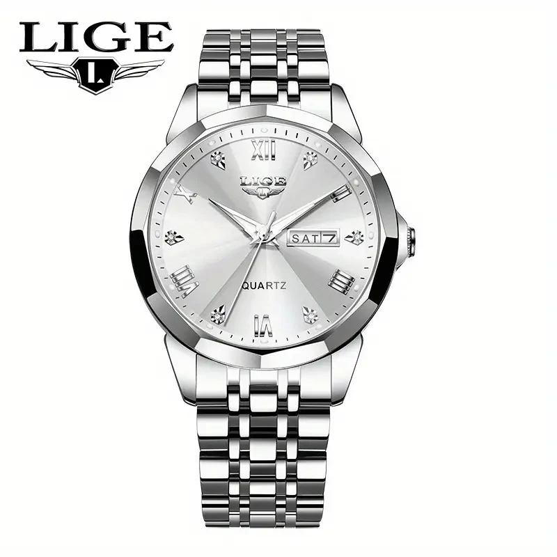 LIGE New Men's Business Watch Stainless Steel