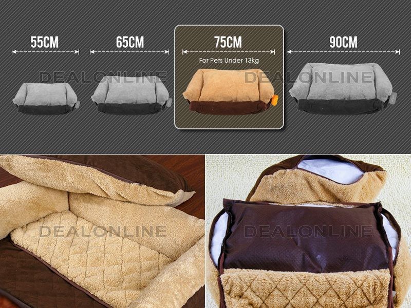 Suede & Soft Fleece Fabric Pet Bed - L - 75CM