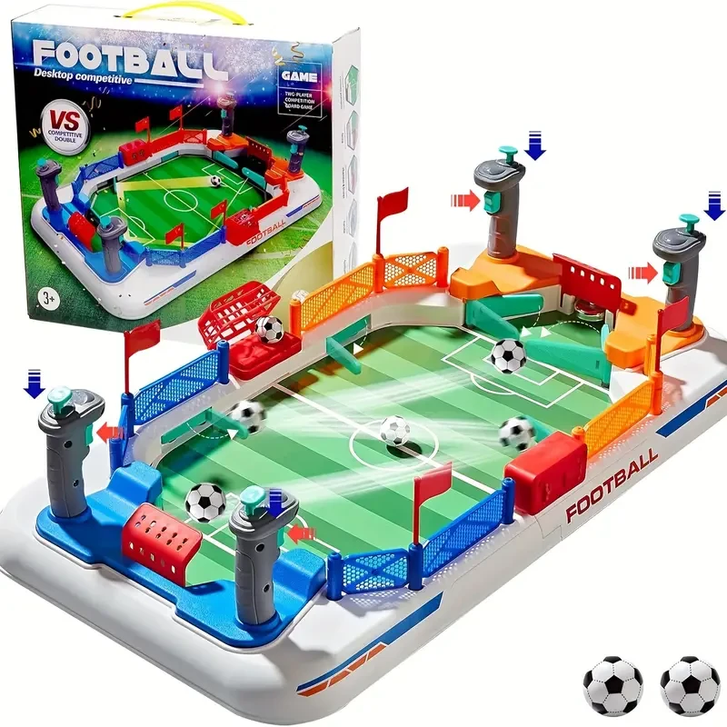 2-Player Tabletop Soccer Game - Family Fun Interactive Board Game for Youngsters & Adults, Durable Plastic Frame, Mixed Colors