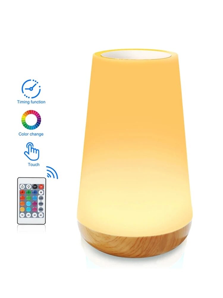 LED Night Light - 13 Color Changing RGB Table Lamp with Remote Control and Touch, Rechargeable Dimmable Bedside Light