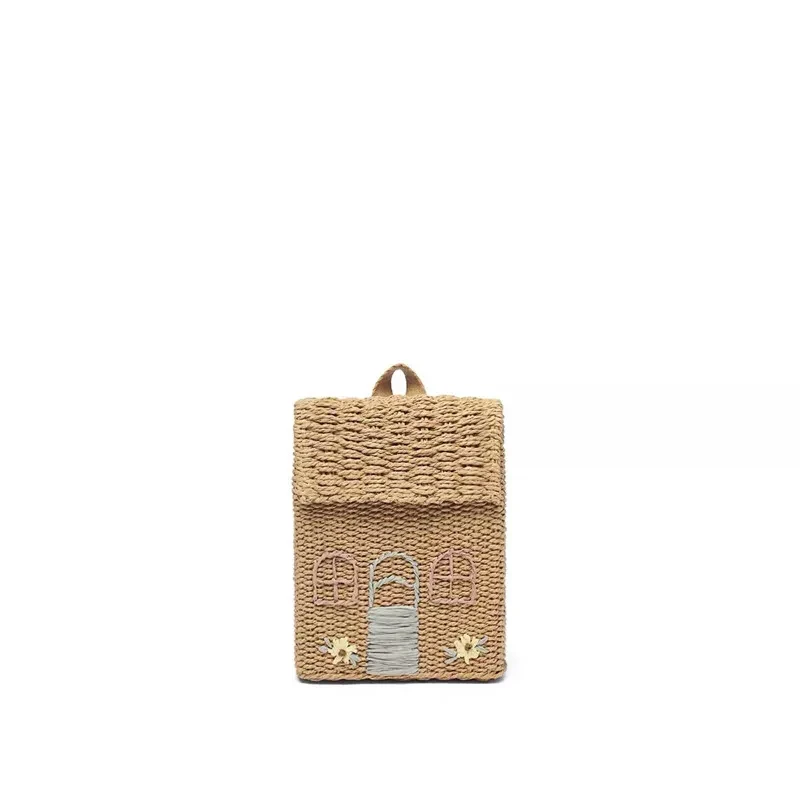 Cute Little House Woven Backpack Mini