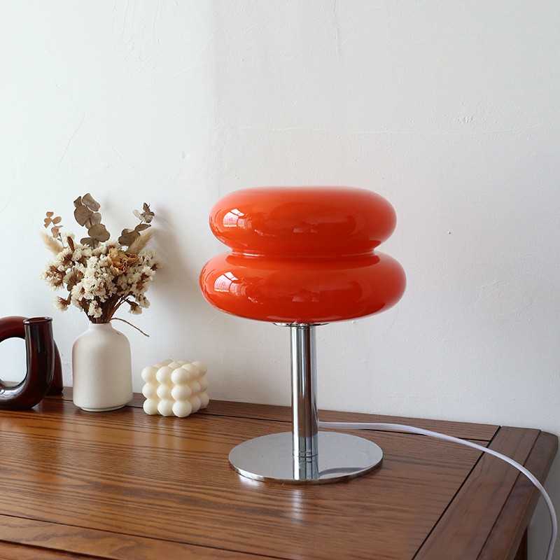 Macaron Glass Table Lamp - Trichromatic Dimming Living Room Atmosphere Lamp, Eye Protection Night Light for Girl's Bedroom Bedside Decor