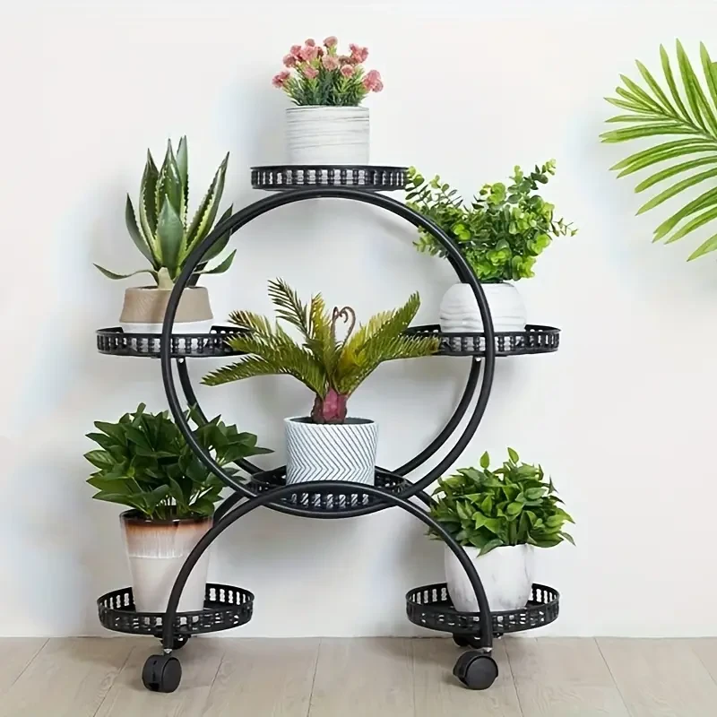 6 Pot Metal Plant Stand Multi-Layer Plant Holder