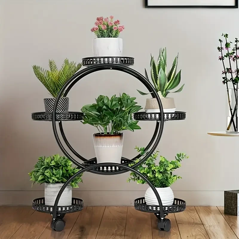 6 Pot Metal Plant Stand Multi-Layer Plant Holder