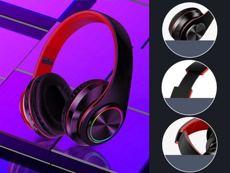 Wireless bluetooth Headphones Foldable LED