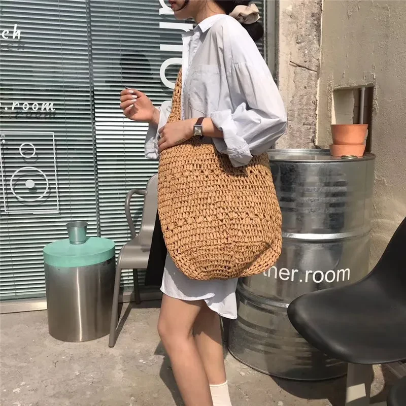 Single Handle Paper-string Woven Bag