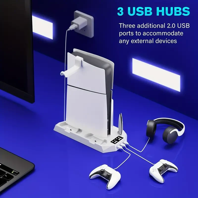 Cooling Station for PS5 Stand and Dual Controller Charging Station