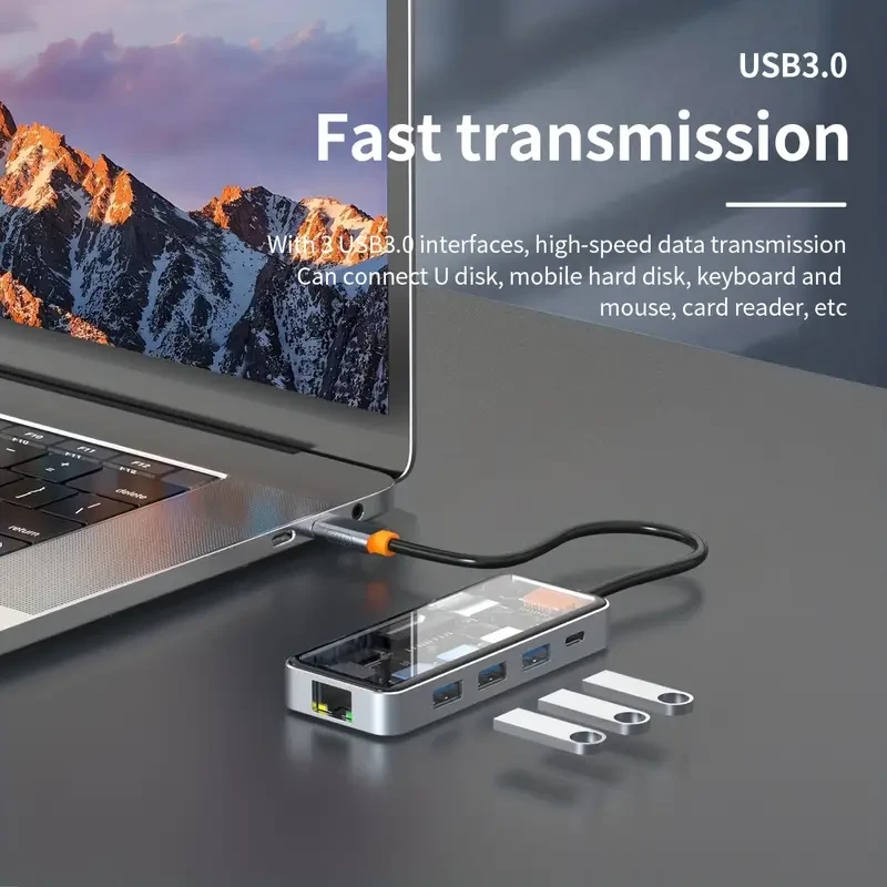Transparent USB C Hub 8 In 1