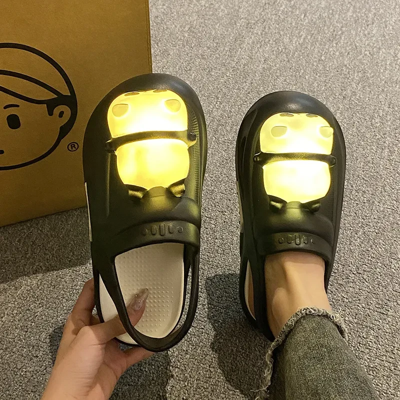 Cute Slipper With Panda Lamp Summer Sandales