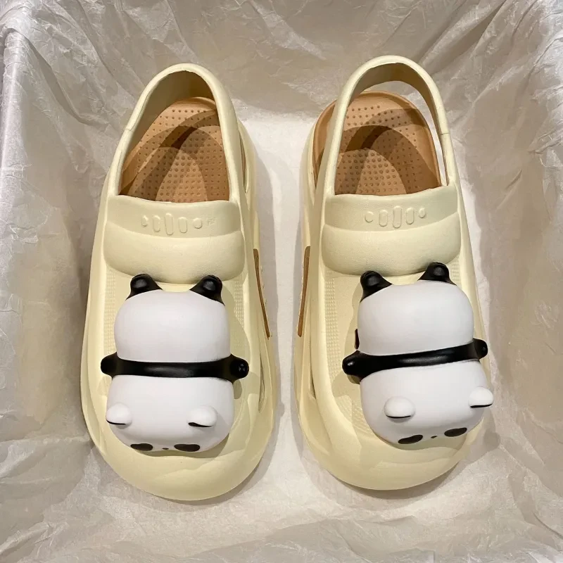 Cute Slipper With Panda Lamp Summer Sandales
