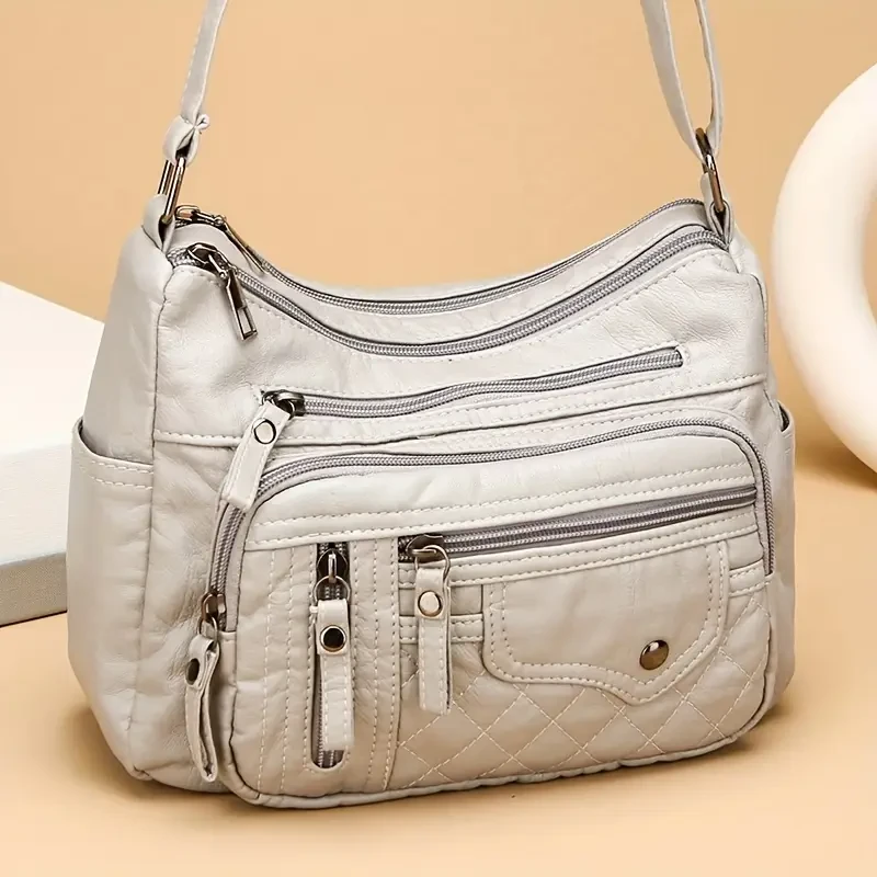 Large Capacity Nylon Shoulder Bag with Adjustable Strap