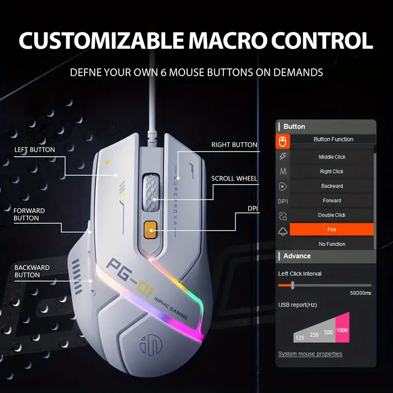 INPHIC PG1 Wired Gaming Mouse