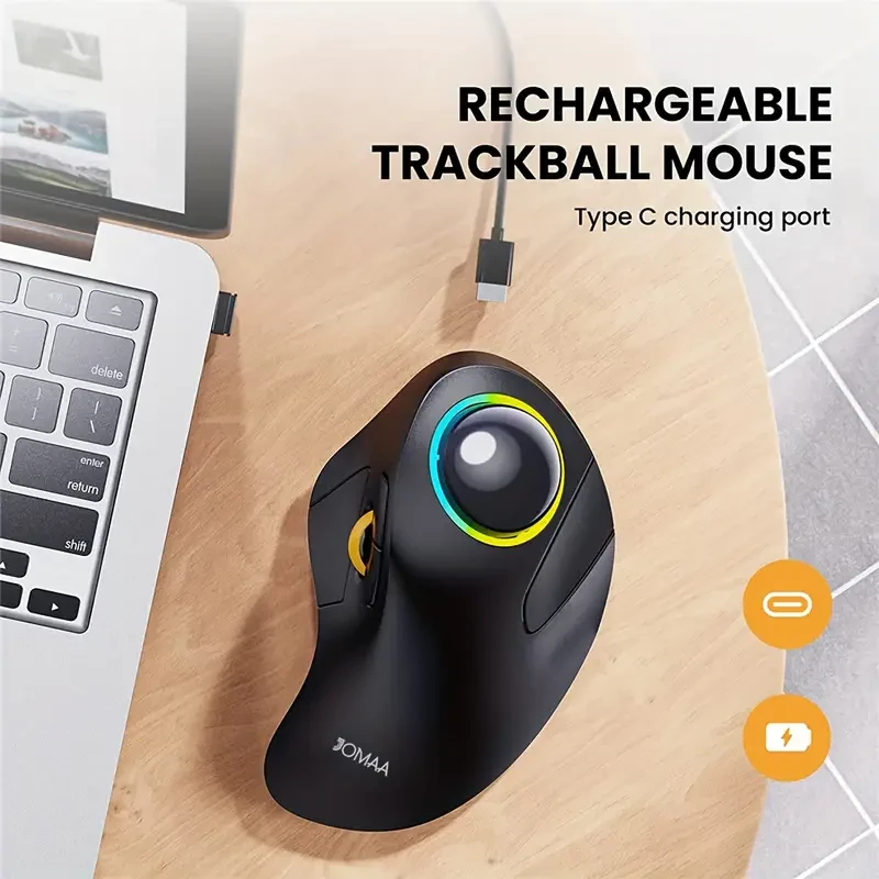 Ergonomic Wireless Rechargeable Trackball Mouse