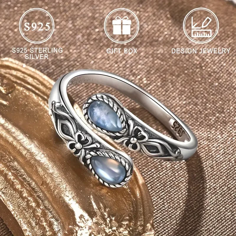 Sterling Silver Moonstone Spoon Ring