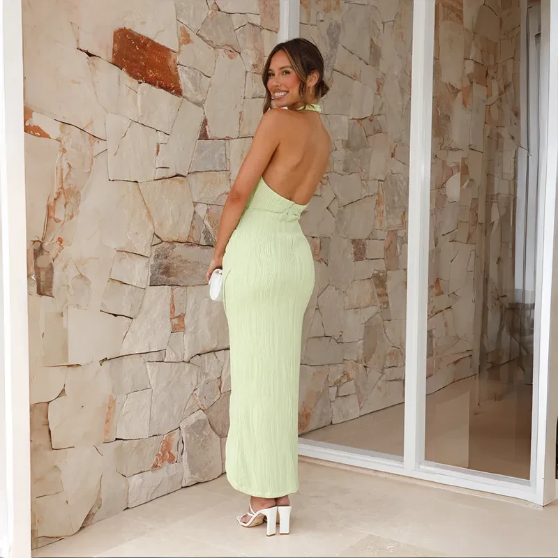 Halter Split Backless Summer Dress
