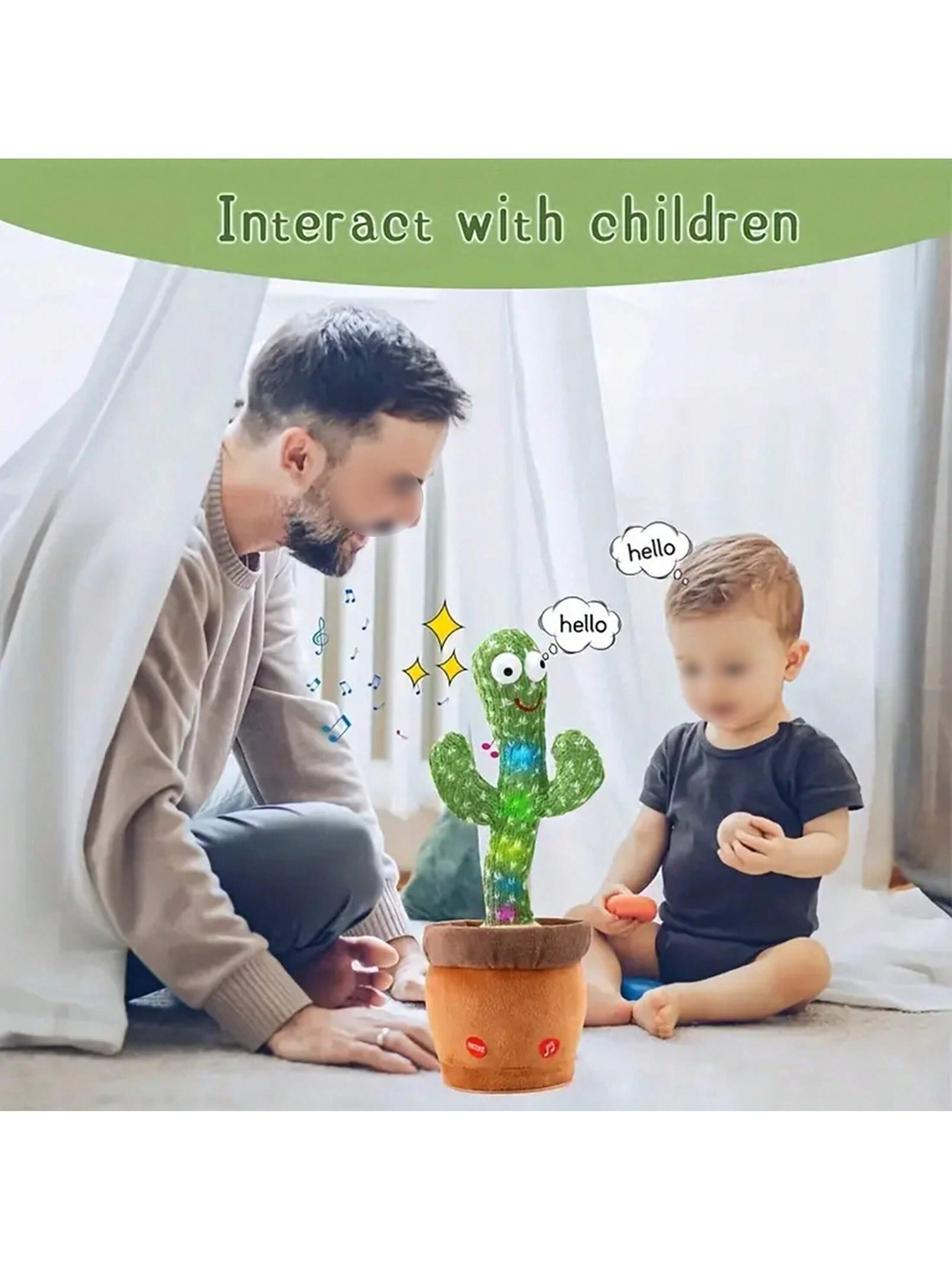 1pc Dancing Talking Cactus Toy - Singing and Mimicking for Babies and Kids