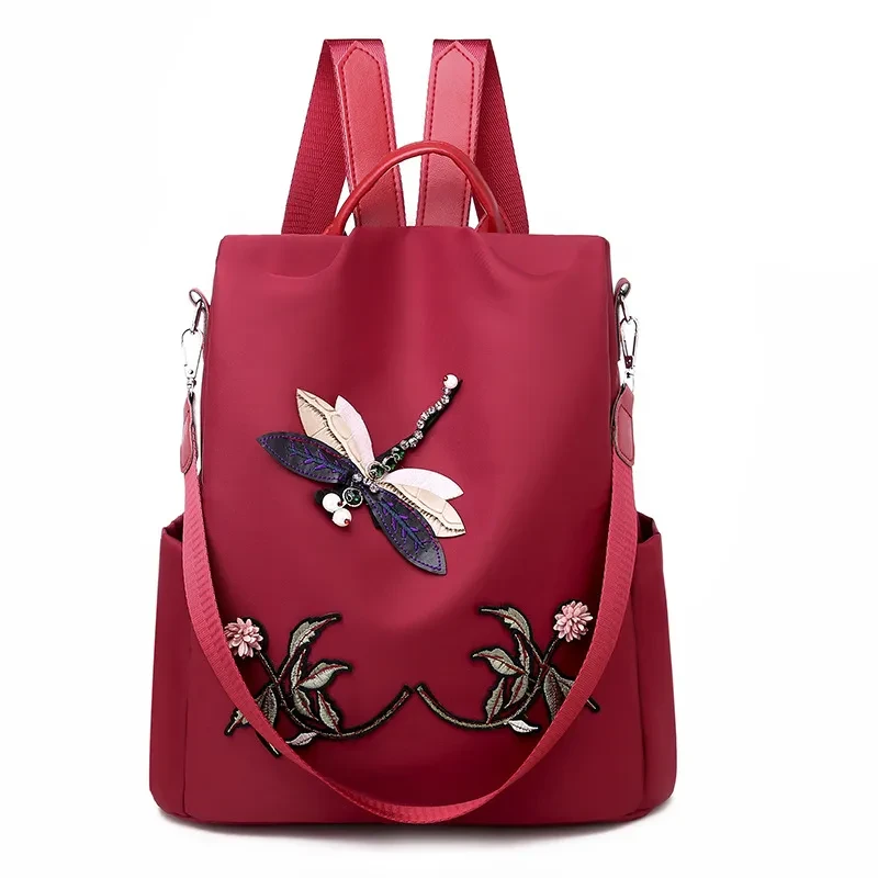 Oxford cloth embroidered Dragonfly Travel Backpack