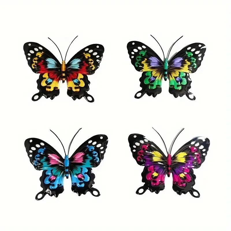 4-Piece Set Exquisite Iron Butterfly Wall Deco