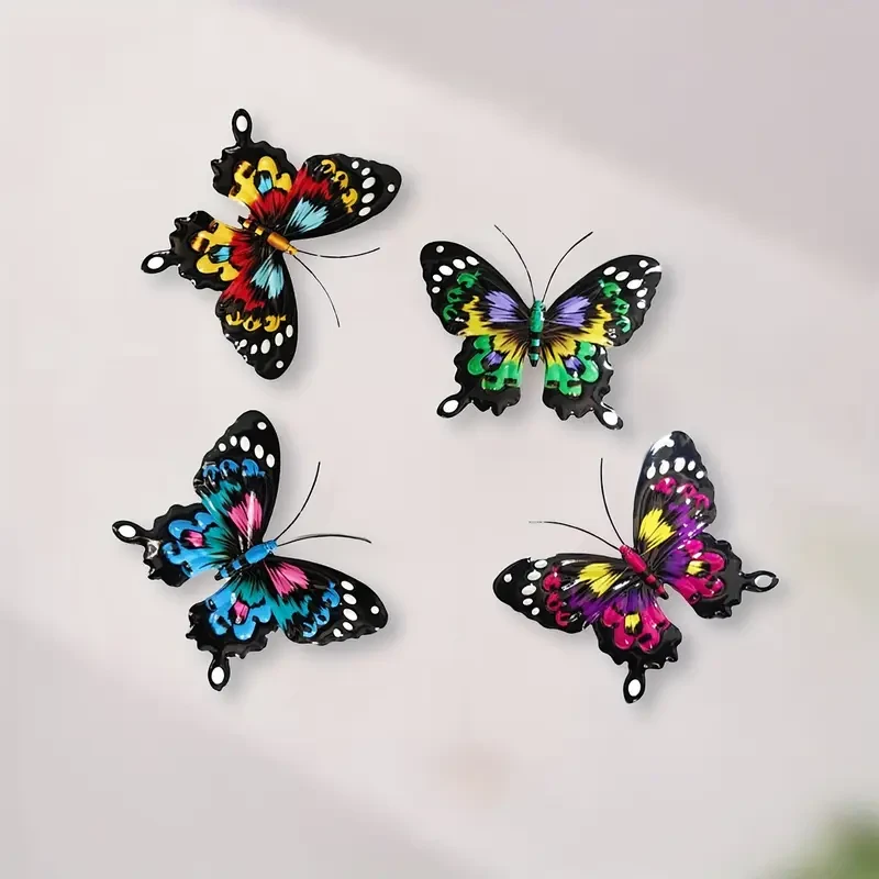 4-Piece Set Exquisite Iron Butterfly Wall Deco