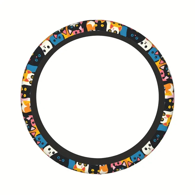 38.1cm Non-Slip Steering Wheel Cover - Breathable, Sun-Protective Polyester