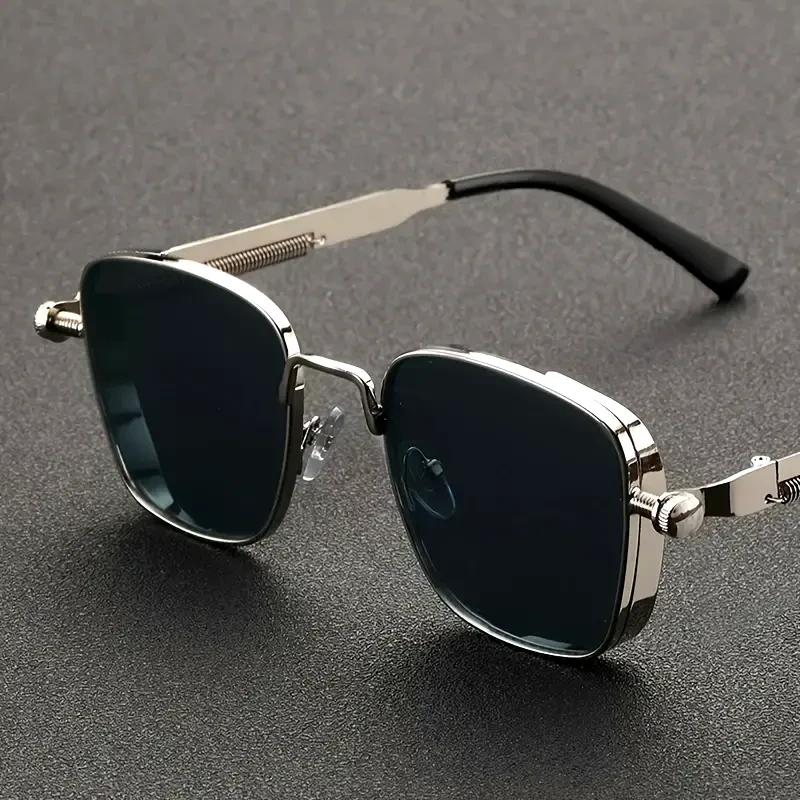 Retro Steampunk Silvery Square Metal Frame Fashion Glasses