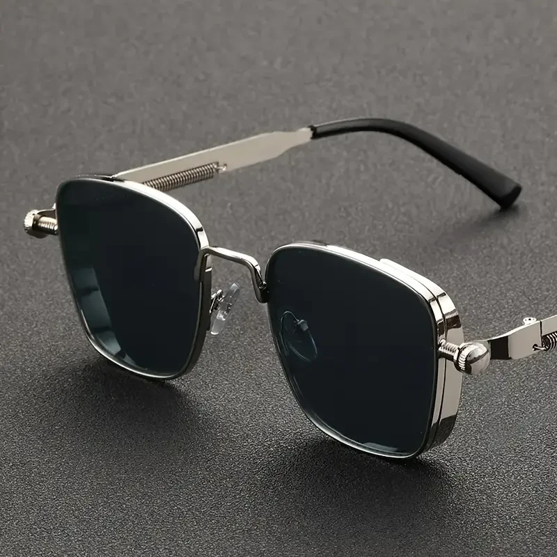 Retro Steampunk Silvery Square Metal Frame Fashion Glasses