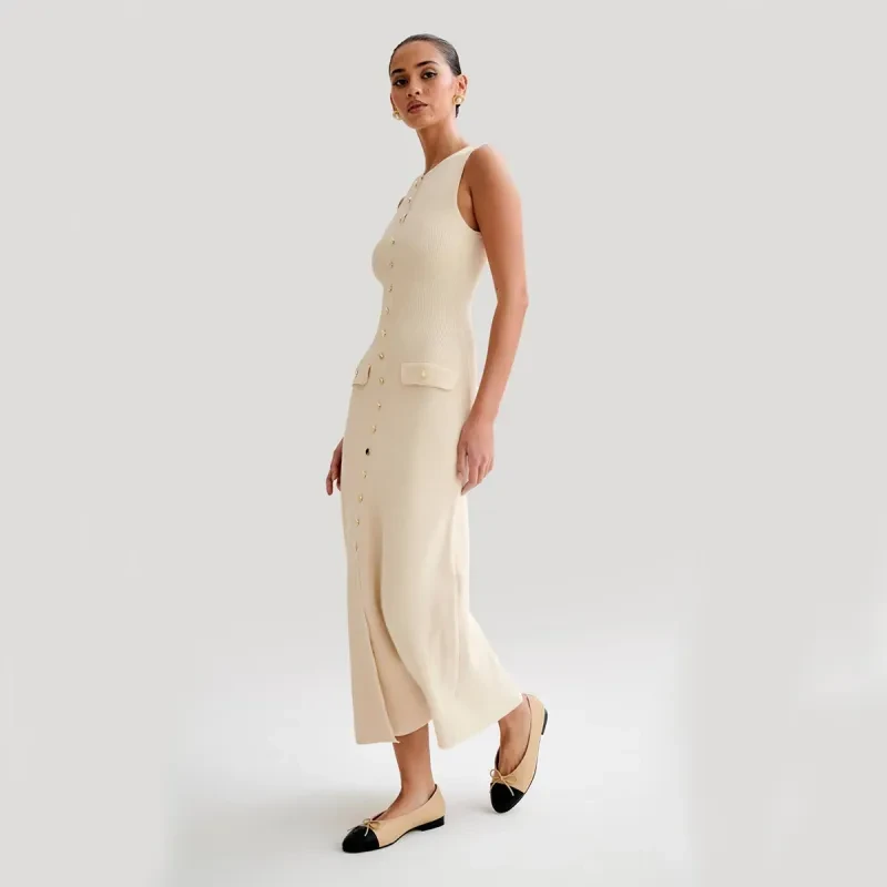 Elegant Knitted Sleeveless Slim Dress