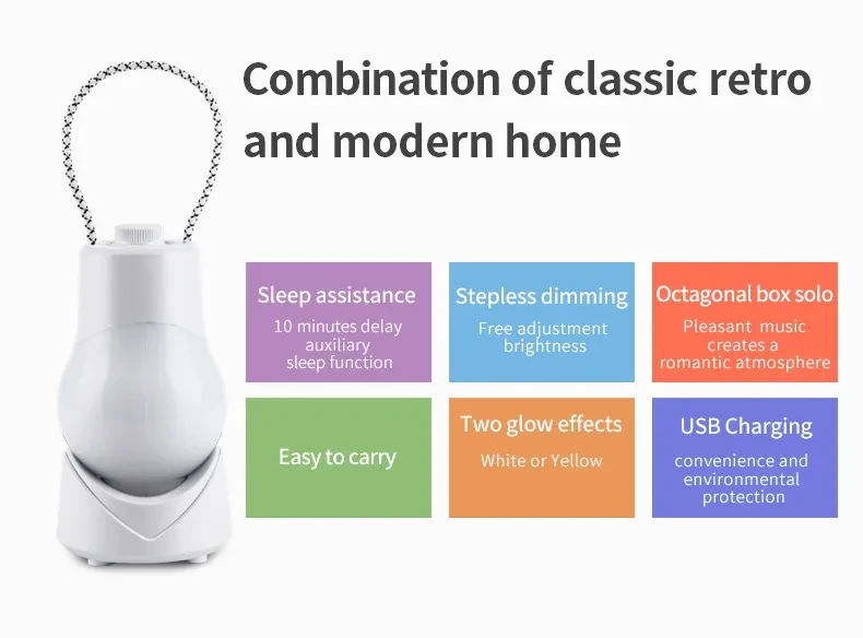 Portable Night Lamp Rechargeable Battery Intelligent Table Lamp