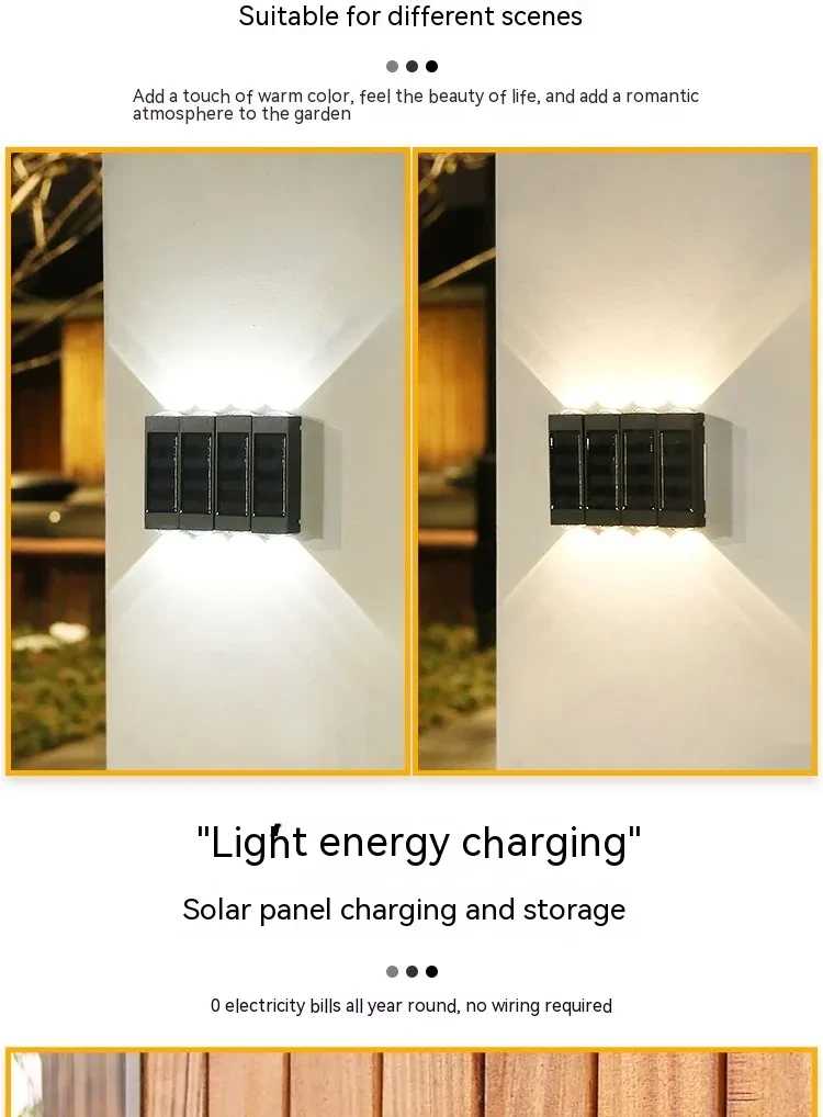 Solar Double-headed Wall Lamp Outdoor Yard Lamp Waterproof Outdoor Up
