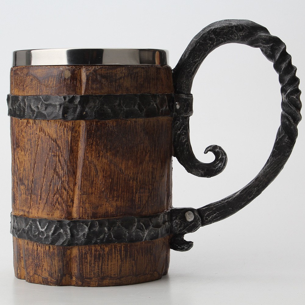 Large Capacity Simulation Wood Cup Beer Steins