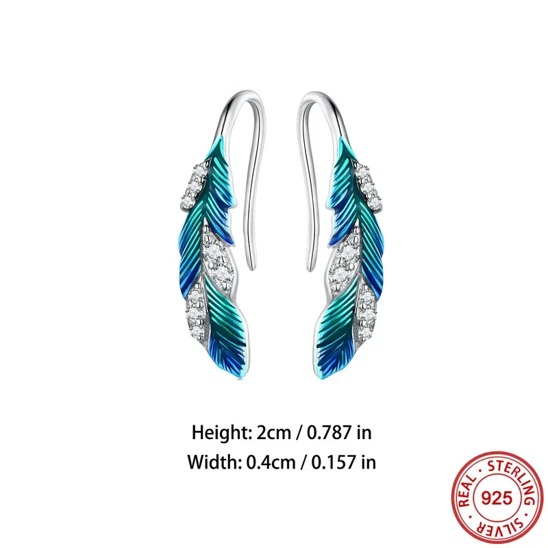Sterling Silver Exquisite Feather Dangle Earrings - Elegant, Delicate, Cute Style, Hypoallergenic, Nickel-Free