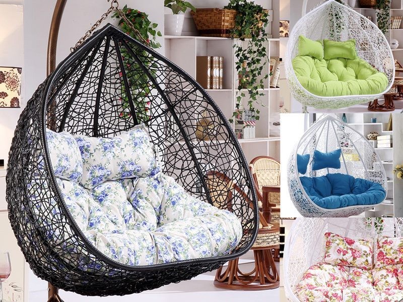 Cushion Pad Seat Set High Quality For Double Hanging Basket Chair - Green