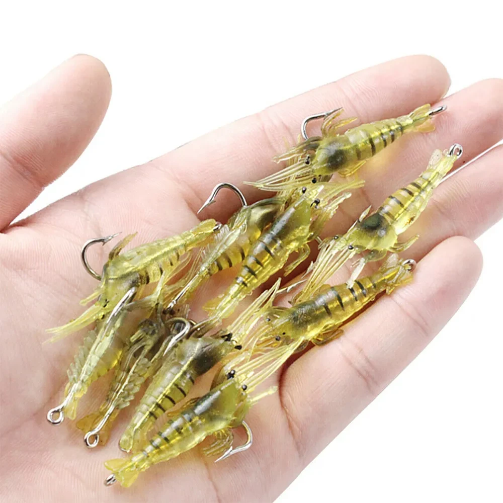 Yellow Stripe Luminous Soft Shrimp With Hook