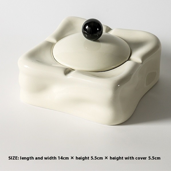 Light Luxury Ashtray Ceramic With Lid Prevent Fly Ash Home Living Room