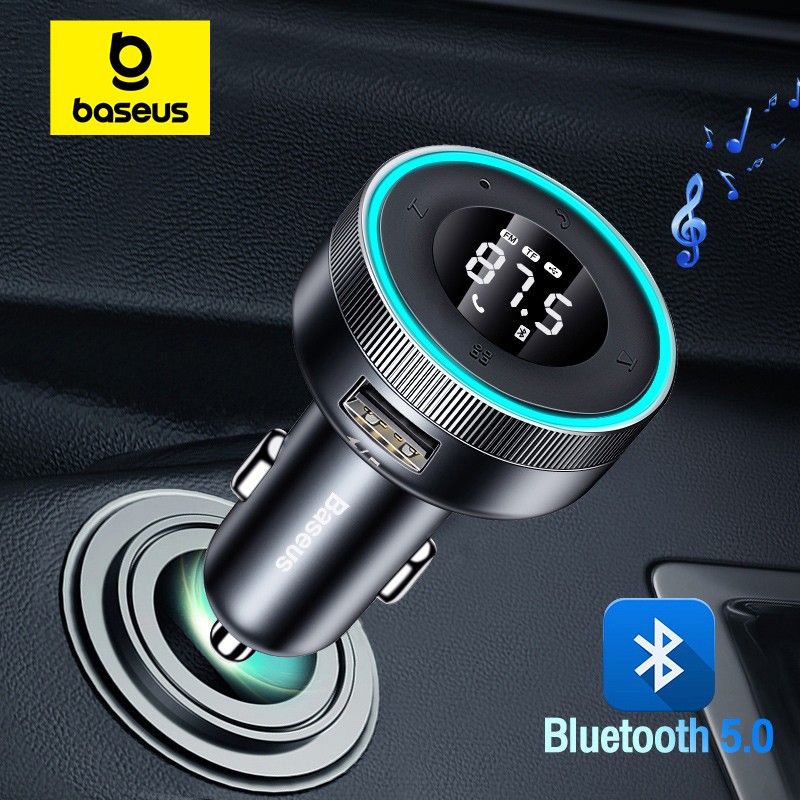 Baseus FM Transmitter Modulator Bluetooth 5.0 Car Kit with USB Fast Charging
