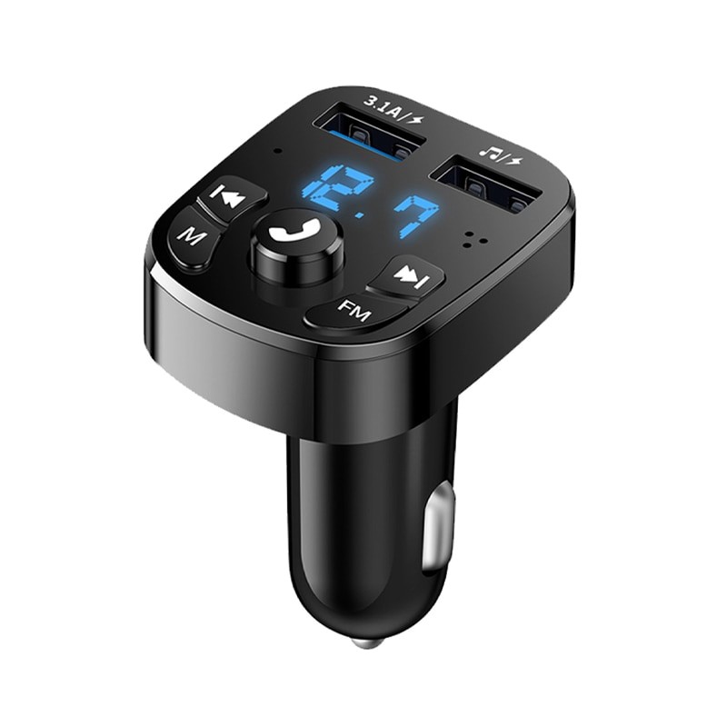 Car MP3 Player Bluetooth 5.0 FM Transmitter with Dual USB Fast Charger and Hands-Free Calling