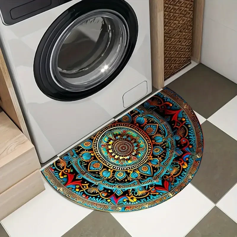 Vibrant Bohemian Mandala Semi-Circle Doormat