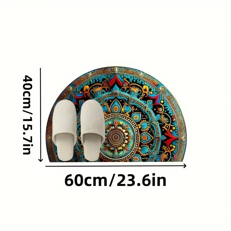 Vibrant Bohemian Mandala Semi-Circle Doormat