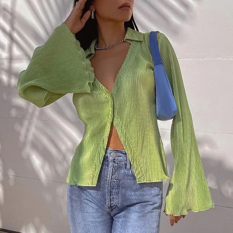 Sexy Autumn And Winter Deep V Neck Slim Fit Shirt