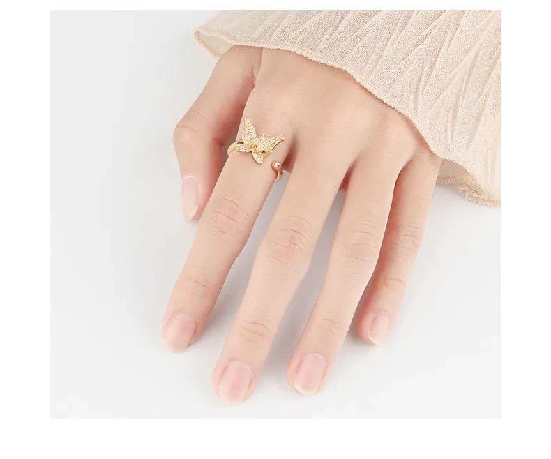 Golden Butterfly Spinning Ring Female