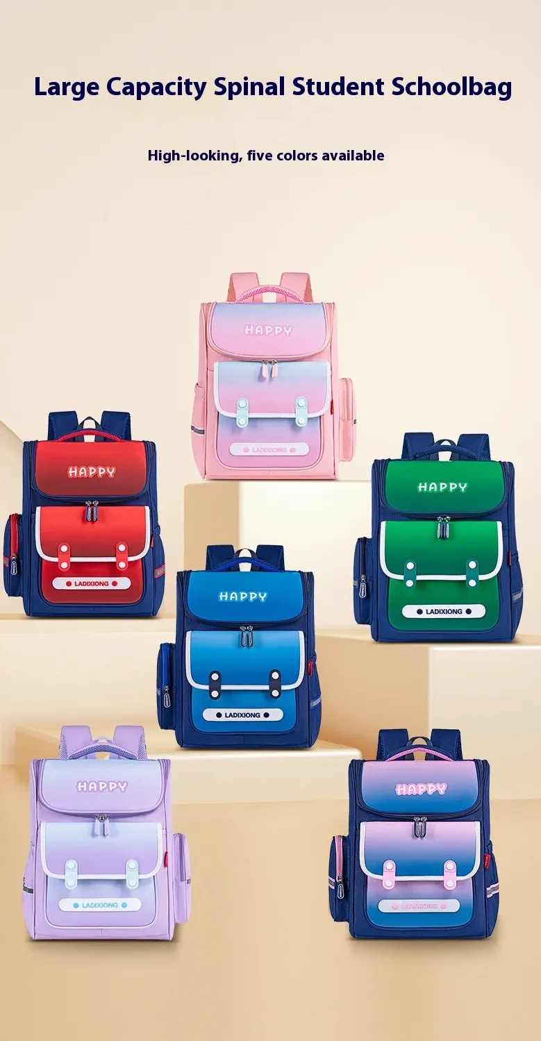 British Style Lightweight And Large Capacity Spine Protection Children's Schoolbag