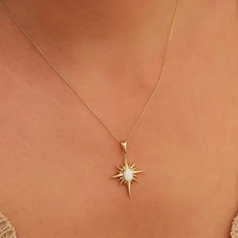 Stainless Steel Natural Gem Clavicle Chain Gold Necklace