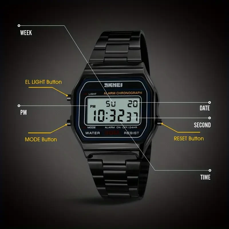 SKMEI Multifunctional Waterproof Timing Electronic Watch