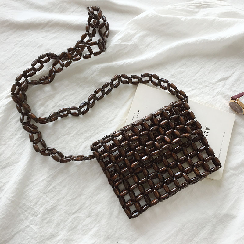 Vintage wooden bead bag