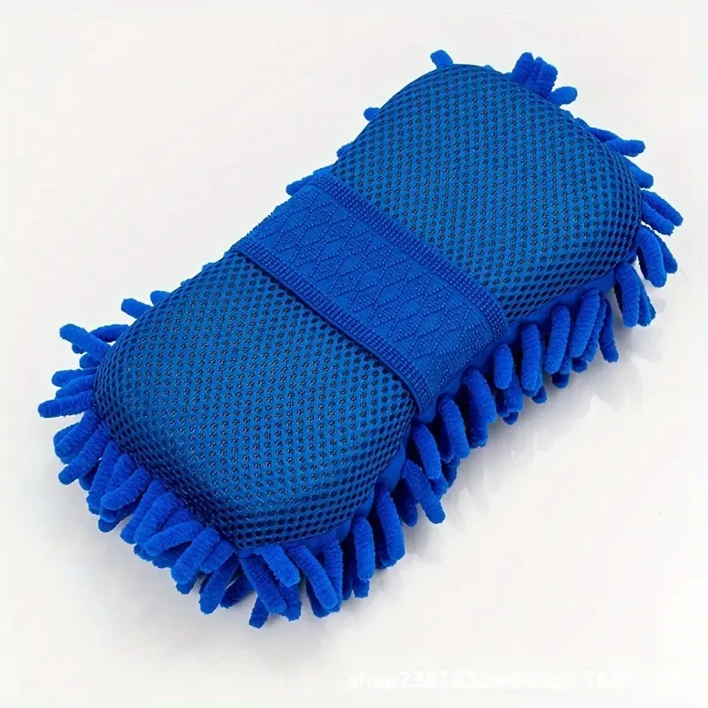 1pc Car Wash Mitt Chenille Microfiber Wash Sponge & Ultra-Absorbent Microfiber Waffle Drying Towel