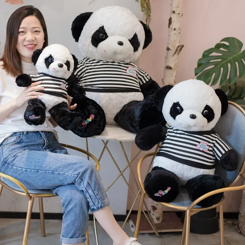 Black and white striped panda plush toys