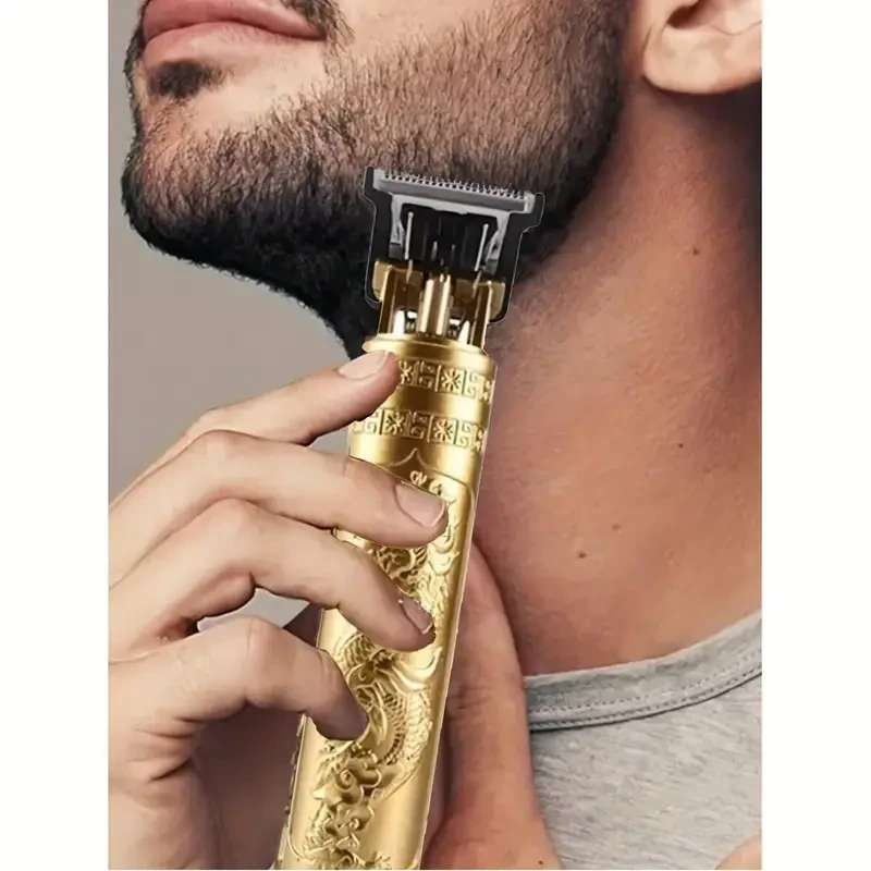USB Rechargeable Hair Clipper with Golden Dragon Engraving